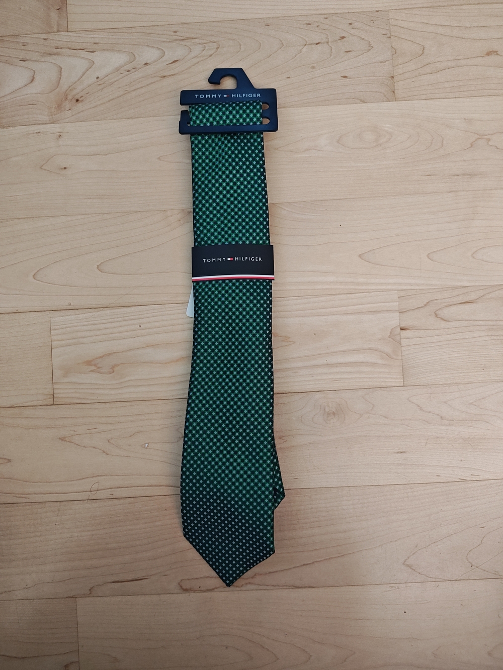 Tommy Hilfiger Green and Navy Microdot Tie